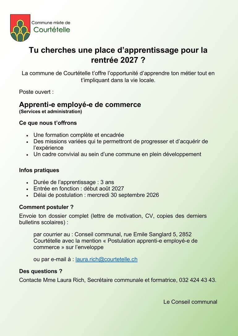 Apprentissage administration - 2027 annonce détaillée